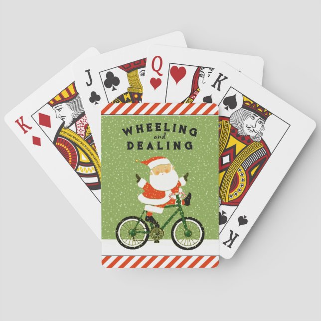 Funny Cyclist Christmas Playing Cards (Back)