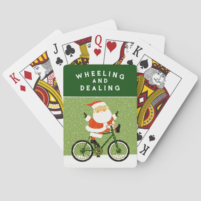 Funny Cyclist Christmas Playing Cards (Back)