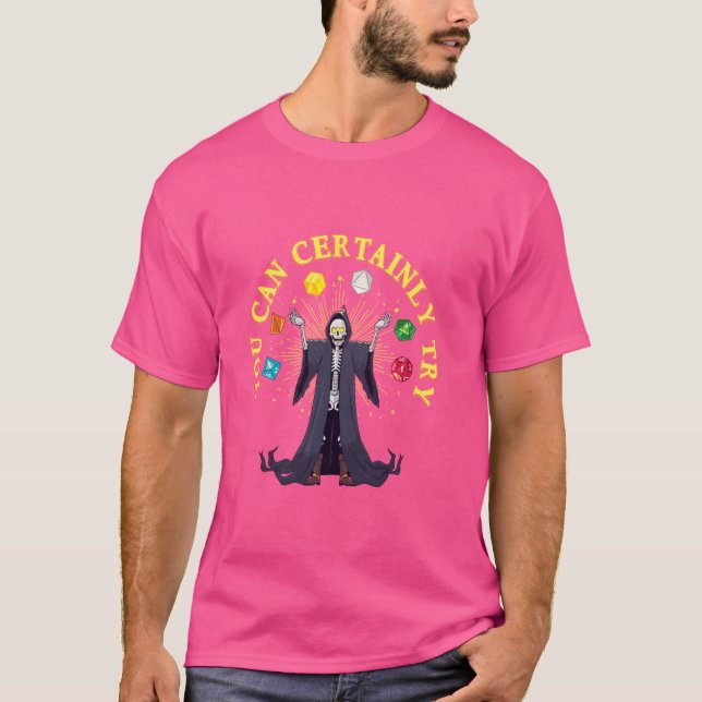 Funny D20 Dice Game Skeleton Witchcraft Nerdy Game T-Shirt (Front)