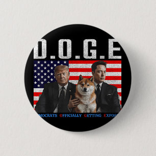 Funny D.o.g.e Doge Democrats Officially Getting Ex 6 Cm Round Badge