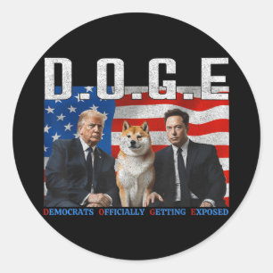Funny D.o.g.e Doge Democrats Officially Getting Ex Classic Round Sticker