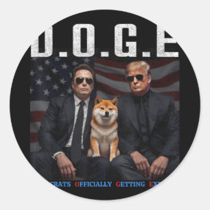 Funny D.o.g.e Doge Democrats Officially Getting Ex Classic Round Sticker