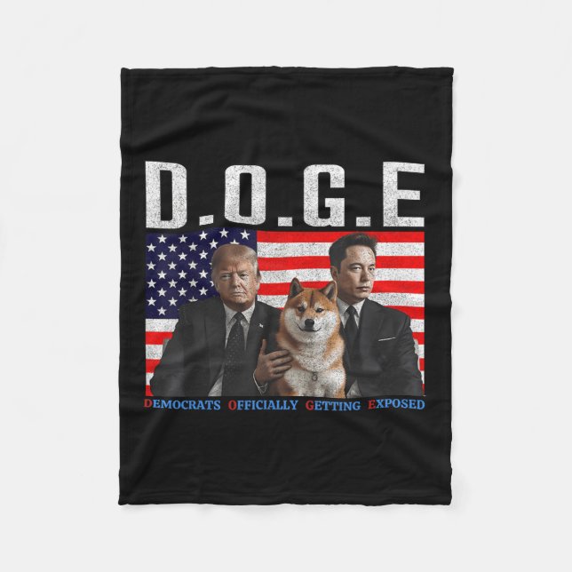 Funny D.o.g.e Doge Democrats Officially Getting Ex Fleece Blanket (Front)