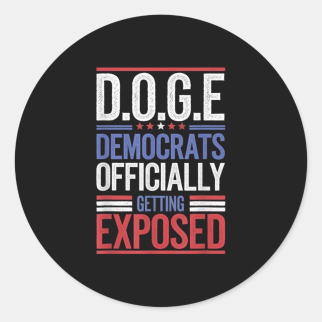Funny D.o.g.e Doge Government Efficiency Usa Flag  Classic Round Sticker (Front)