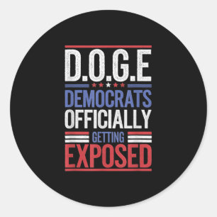 Funny D.o.g.e Doge Government Efficiency Usa Flag  Classic Round Sticker