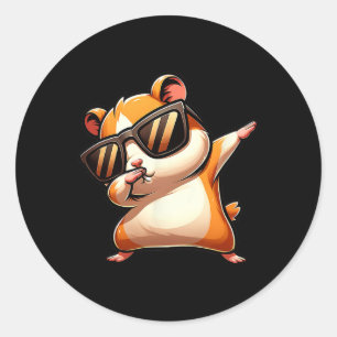 Funny Dab Animal Dancing Dabbing Hamster Meme Classic Round Sticker