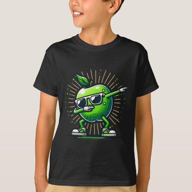 Funny Dab Apple Dancing Dabbing Fruit Meme  T-Shirt (Front)