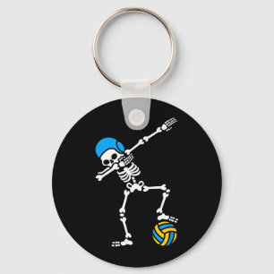 Funny Dab Dabbing Skeleton Water Polo Halloween Key Ring