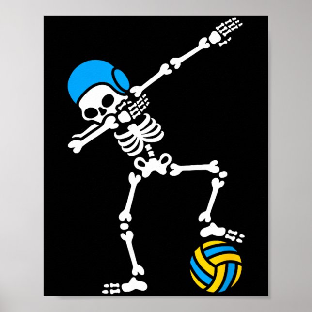 Funny Dab Dabbing Skeleton Water Polo Halloween Poster (Front)