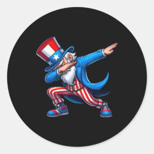 Funny Dab Dance Dabbing Men 4th Of July Classic Round Sticker