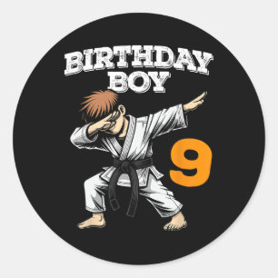 Funny Dabbing 9th Birthday Boy Karate 9 Year Old B Classic Round Sticker