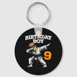 Funny Dabbing 9th Birthday Boy Karate 9 Year Old B Key Ring