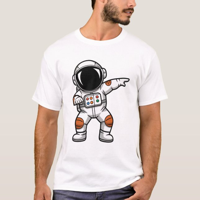 Funny Dabbing Astronaut – Cool Space Cartoon T-Shirt (Front)