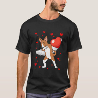 Funny Dabbing Basenji Dog Heart Valentine's Day Gi T-Shirt
