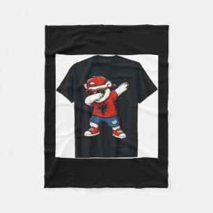 Funny Dabbing Bear Albania Flag Patriotic Albanian Fleece Blanket