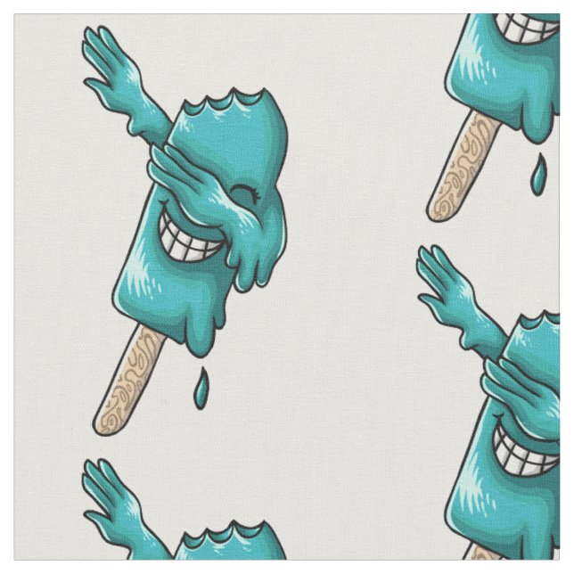 funny dabbing blue popsicle fabric (Close Up)