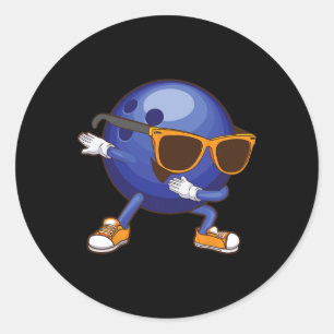Funny Dabbing Bowling Gift For Bowler Dancer Kids Classic Round Sticker