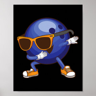Funny Dabbing Bowling Gift For Bowler Dancer Kids Poster