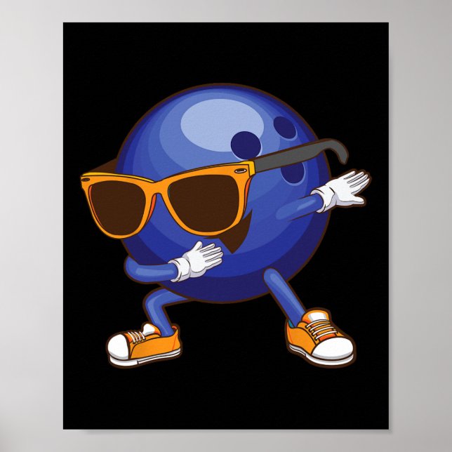 Funny Dabbing Bowling Gift For Bowler Dancer Kids  Poster (Front)
