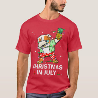 Funny Dabbing Bulldog Christmas In July Summer Chr T-Shirt