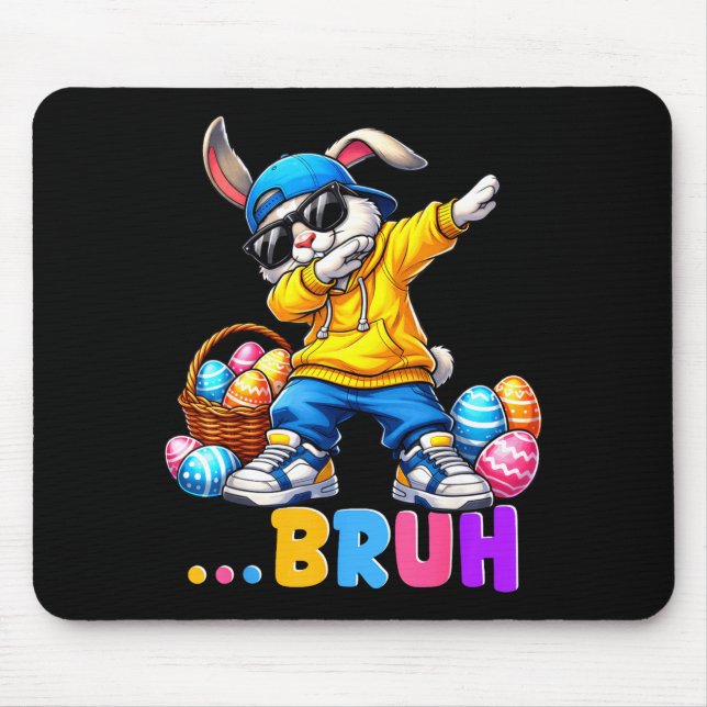 Funny Dabbing Bunny Bruh Happy Easter Shirts for Mouse Mat (Front)