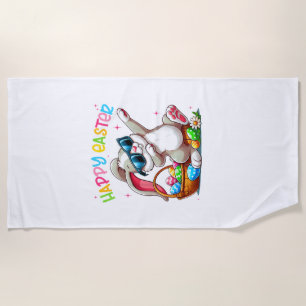 Funny Dabbing Bunny Easter Happy Easter for Boys G Beach Towel