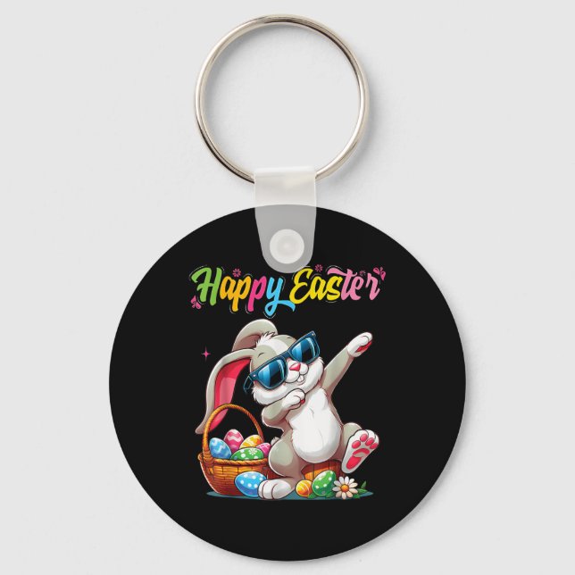 Funny Dabbing Bunny Easter Happy Easter For Boys G Key Ring (Front)