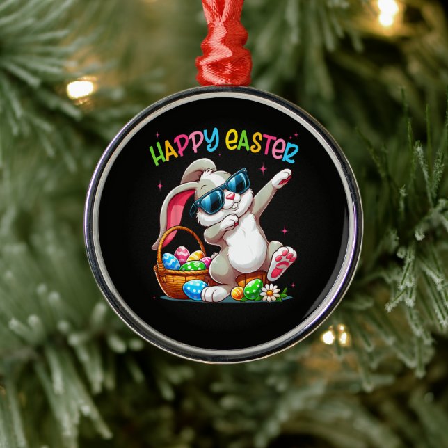 Funny Dabbing Bunny Easter Happy Easter Metal Tree Decoration (Tree)
