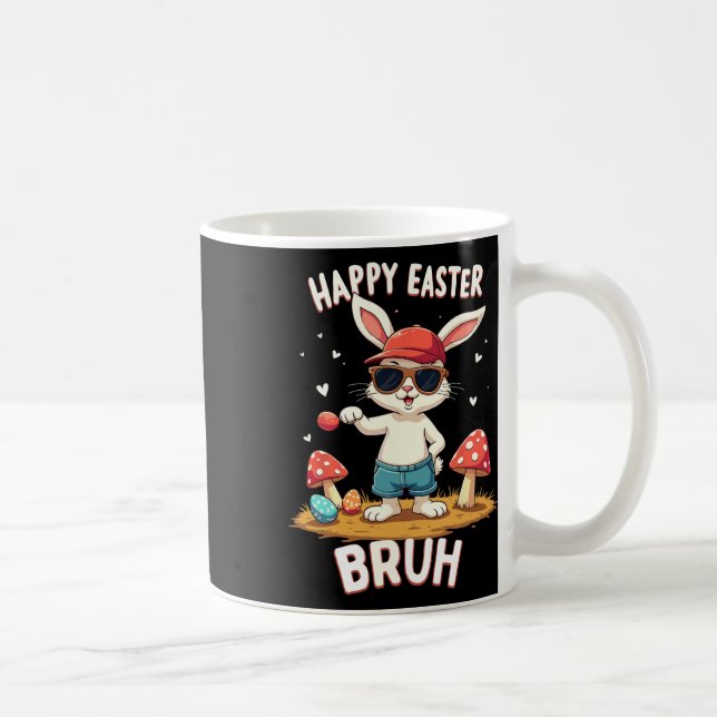 Funny Dabbing Bunny Happy Easter Bruh  Coffee Mug (Right)