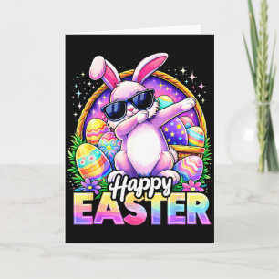 Funny dabbing bunny happy easter sunglasses men card