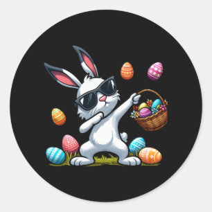 Funny Dabbing Bunny Rabbit Happy Easter Day Cute E Classic Round Sticker