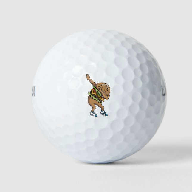 funny dabbing burger golf balls (Front)