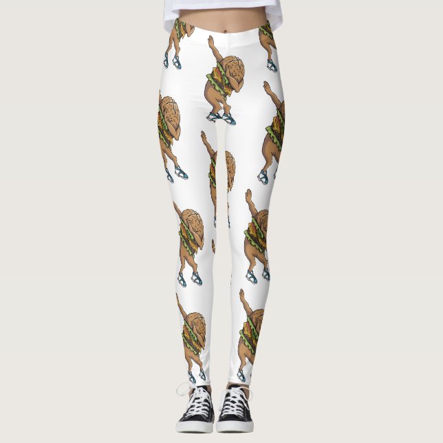 funny dabbing burger leggings (Front)