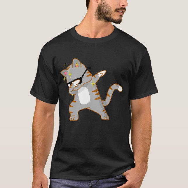 Funny Dabbing Cat Kitty with Shades Humor Shirt  (Front)