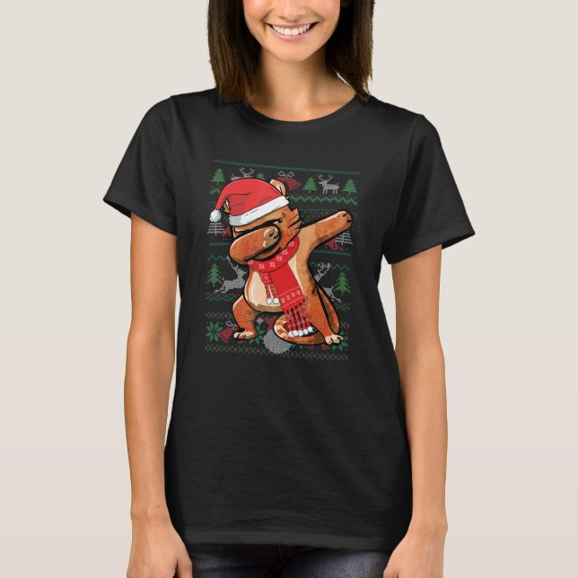 Funny Dabbing Cat Ugly Christmas Sweater Party Cos (Front)
