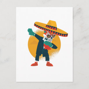 Funny Dabbing CincoDeMayo Skeleton Sugar Skull Postcard