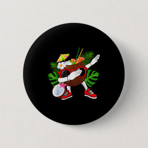 Funny dabbing coconut tropical fruit lover summer 6 cm round badge