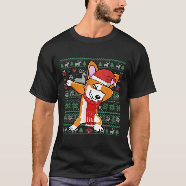 Funny Dabbing Corgi Ugly Xmas Sweater Christmas Co (Front)