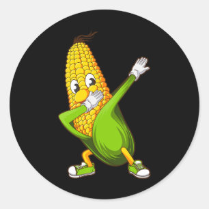 Funny Dabbing Corn Gift Cute Dancing Farmers Men W Classic Round Sticker