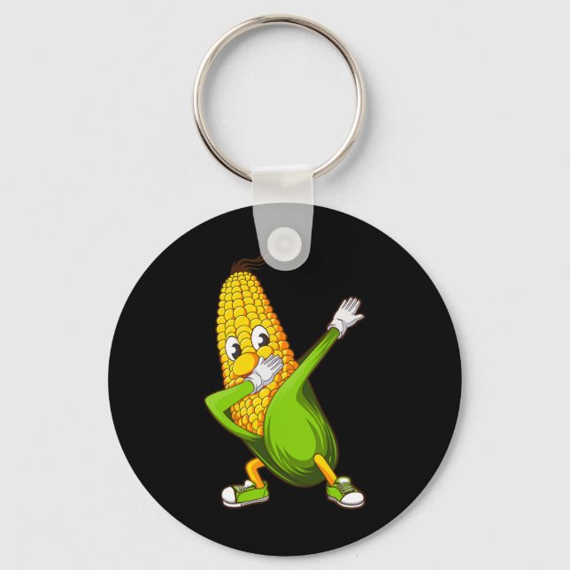 Funny Dabbing Corn Gift Cute Dancing Farmers Men W Key Ring (Front)