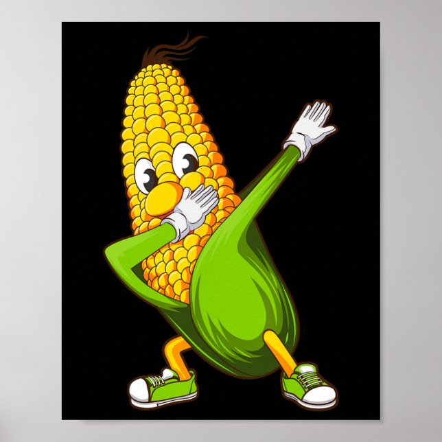 Funny Dabbing Corn Gift Cute Dancing Farmers Men W Poster (Front)