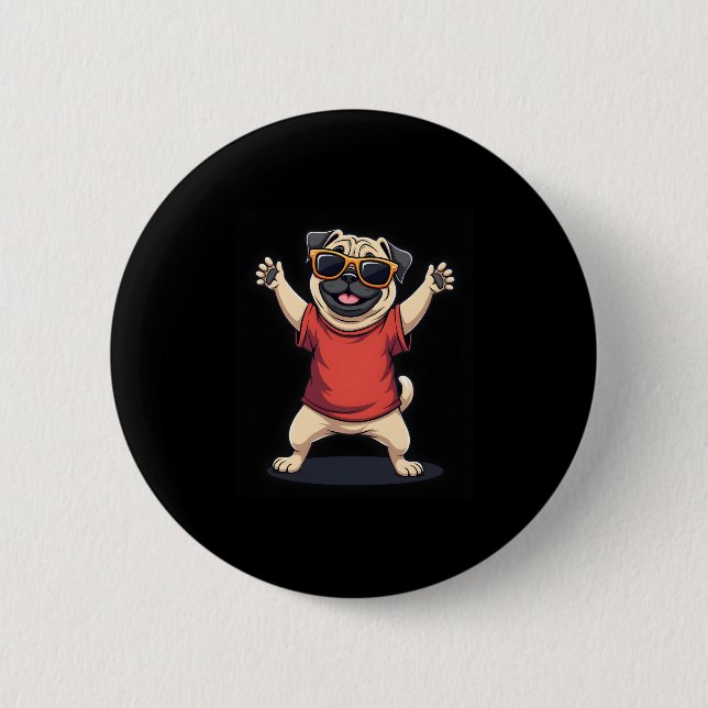 Funny Dabbing Dab Pug Dog Pets Dance Animal Puppy  6 Cm Round Badge (Front)