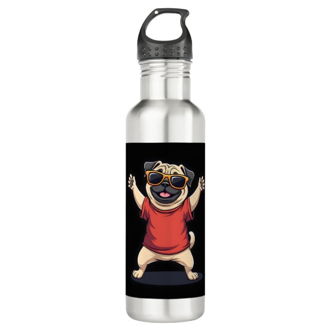 Funny Dabbing Dab Pug Dog Pets Dance Animal Puppy  710 Ml Water Bottle (Front)