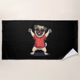 Funny Dabbing Dab Pug Dog Pets Dance Animal Puppy  Beach Towel