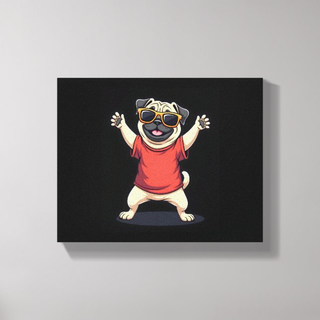 Funny Dabbing Dab Pug Dog Pets Dance Animal Puppy  Canvas Print (Front)