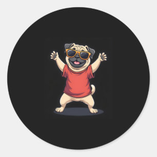 Funny Dabbing Dab Pug Dog Pets Dance Animal Puppy  Classic Round Sticker
