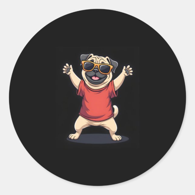 Funny Dabbing Dab Pug Dog Pets Dance Animal Puppy  Classic Round Sticker (Front)