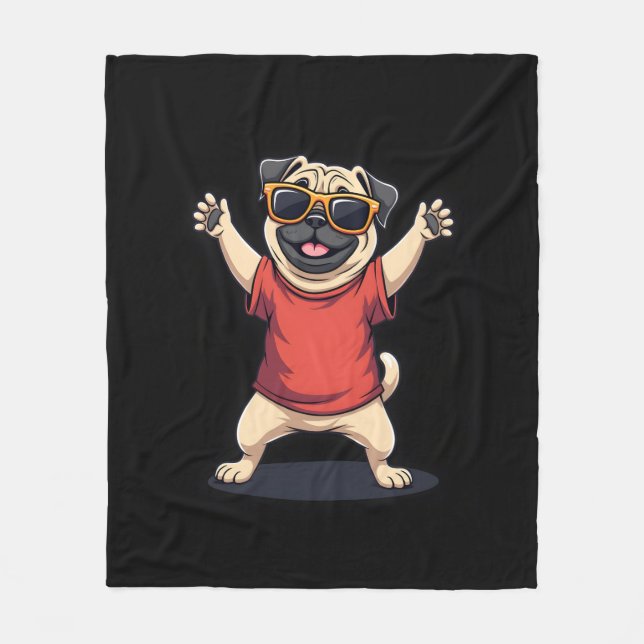 Funny Dabbing Dab Pug Dog Pets Dance Animal Puppy  Fleece Blanket (Front)