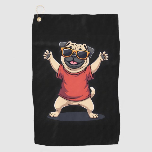Funny Dabbing Dab Pug Dog Pets Dance Animal Puppy  Golf Towel (Front)