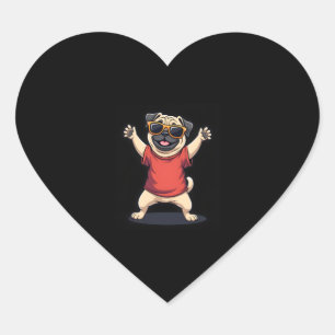 Funny Dabbing Dab Pug Dog Pets Dance Animal Puppy  Heart Sticker